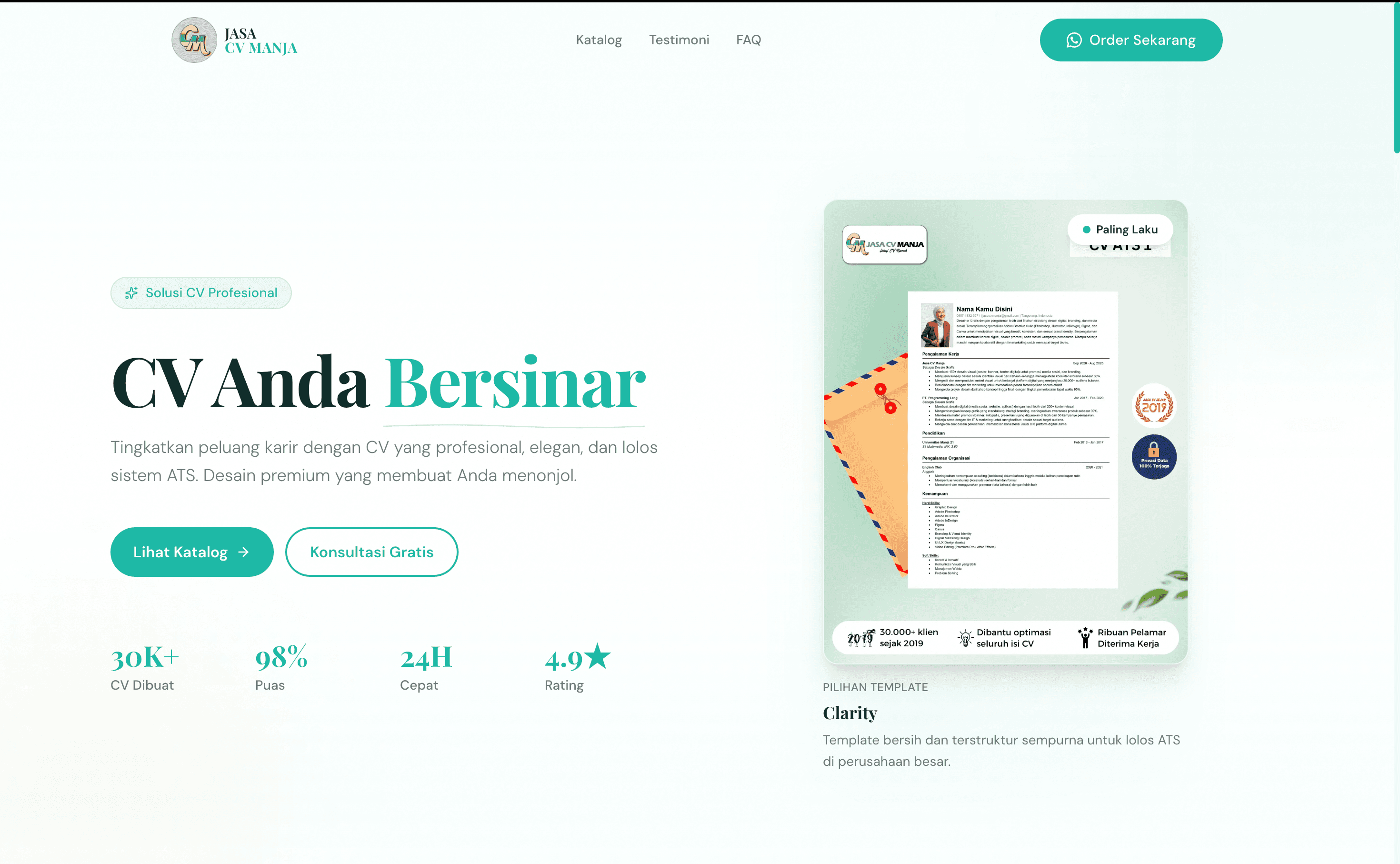 CV Manja website preview
